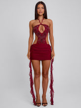 GERALDINE MINI DRESS BURGUNDY