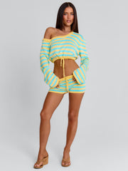 HATTIE TOP BLUE AND YELLOW STRIPE
