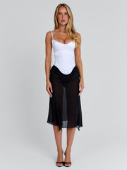 KAILEN MIDI DRESS WHITE BLACK