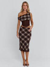 NARELLE MIDI SKIRT BROWN CHECK