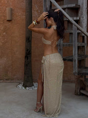 ORIETTA MAXI SKIRT GOLD