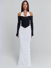 TAHITI MAXI DRESS WHITE/BLACK