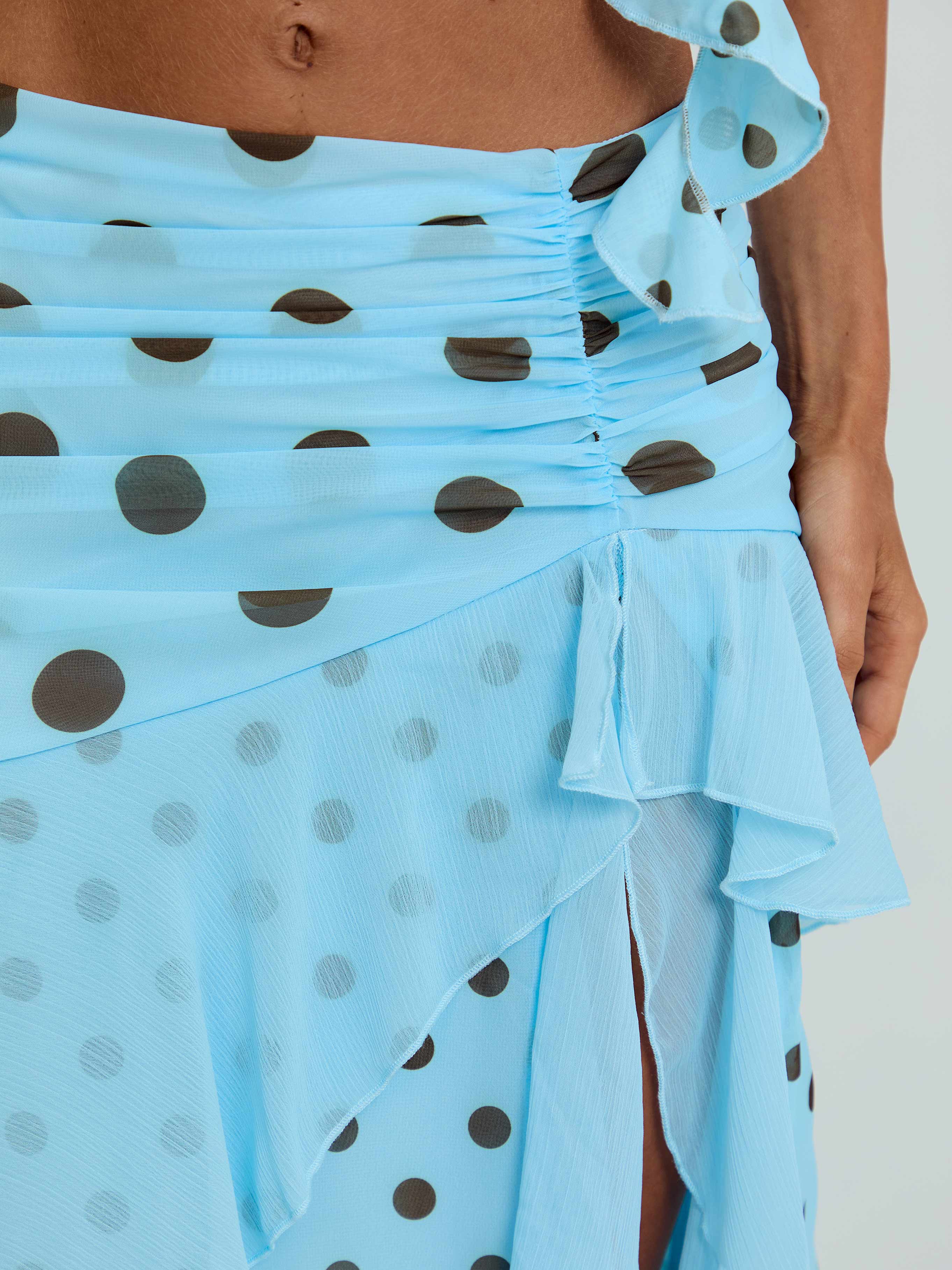 FARWIN MAXI SKIRT BLUE POLKA DOT