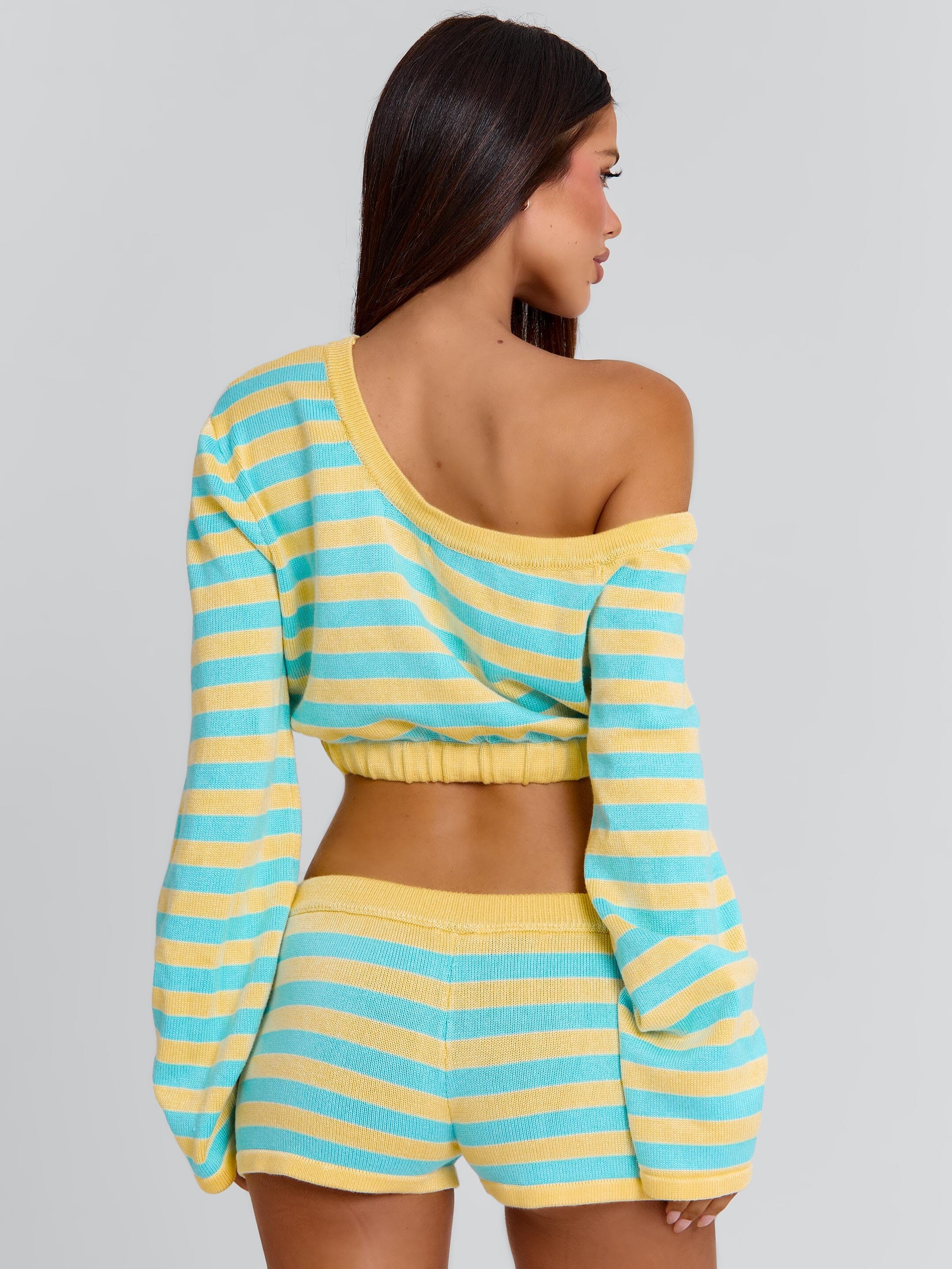 HATTIE TOP BLUE AND YELLOW STRIPE