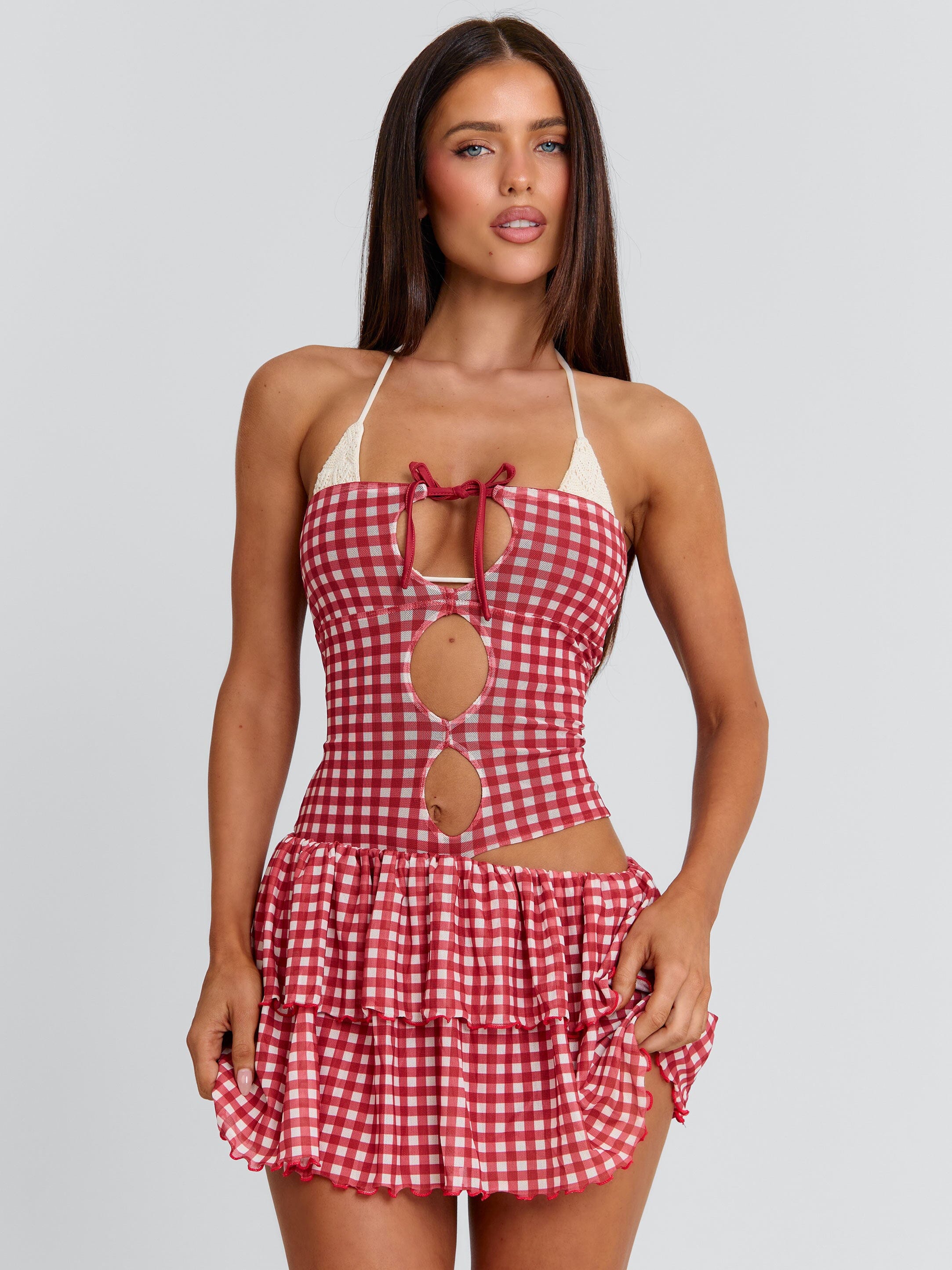 LORENA MINI DRESS RED GINGHAM