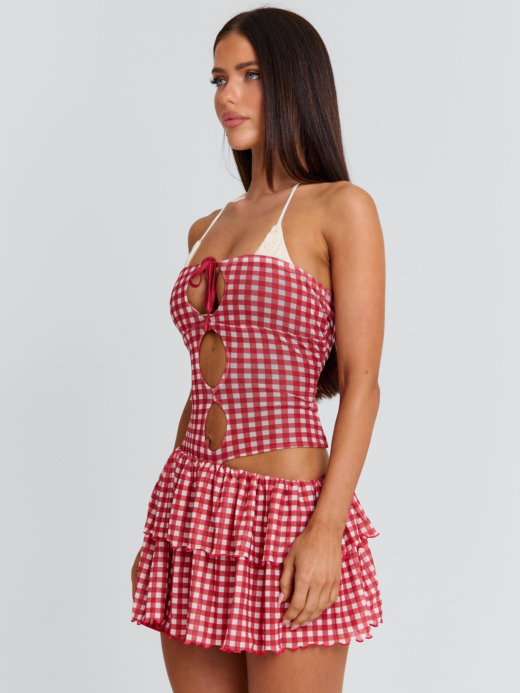 LORENA MINI DRESS RED GINGHAM