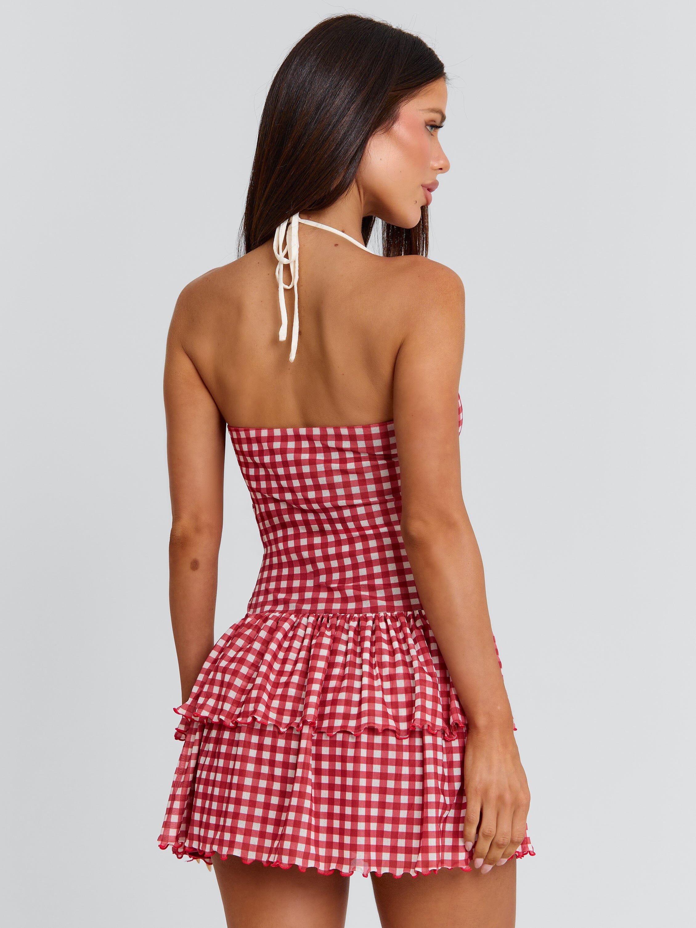 LORENA MINI DRESS RED GINGHAM
