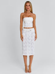 LUNALLA MIDI SKIRT IVORY