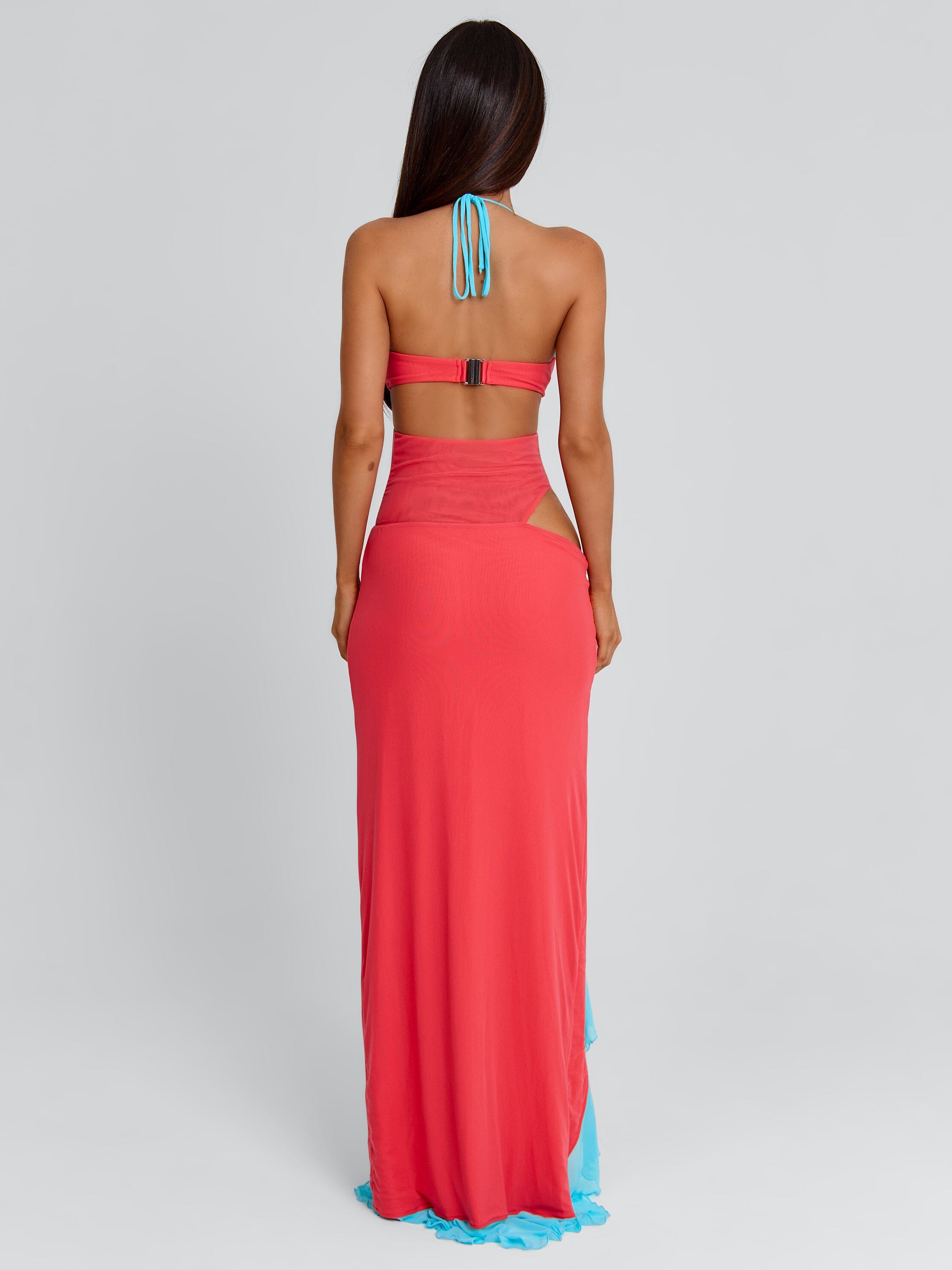 MIRANDA MAXI DRESS CORAL AND BLUE