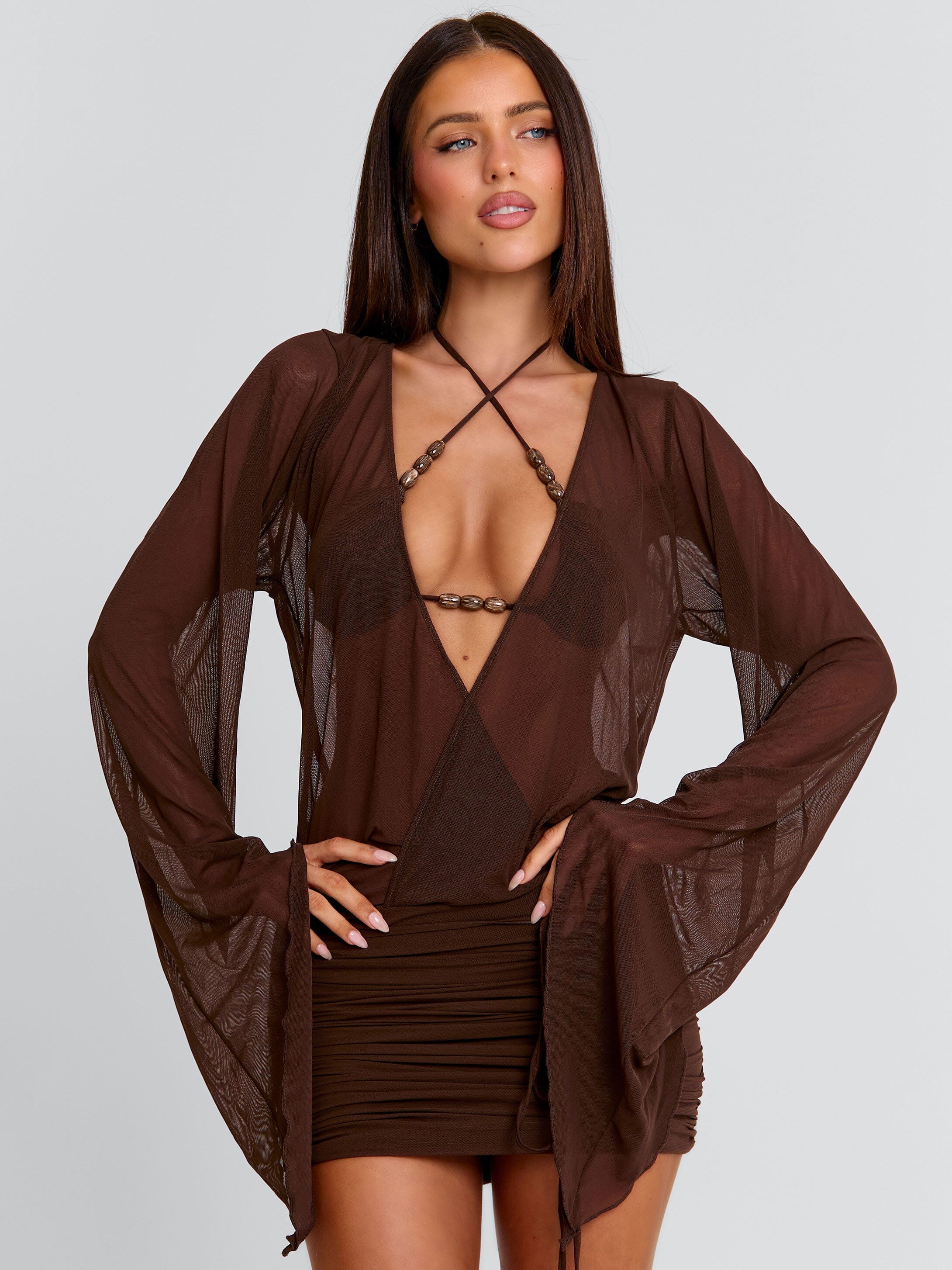 ROBERTA MINI DRESS CHOCOLATE