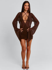 ROBERTA MINI DRESS CHOCOLATE