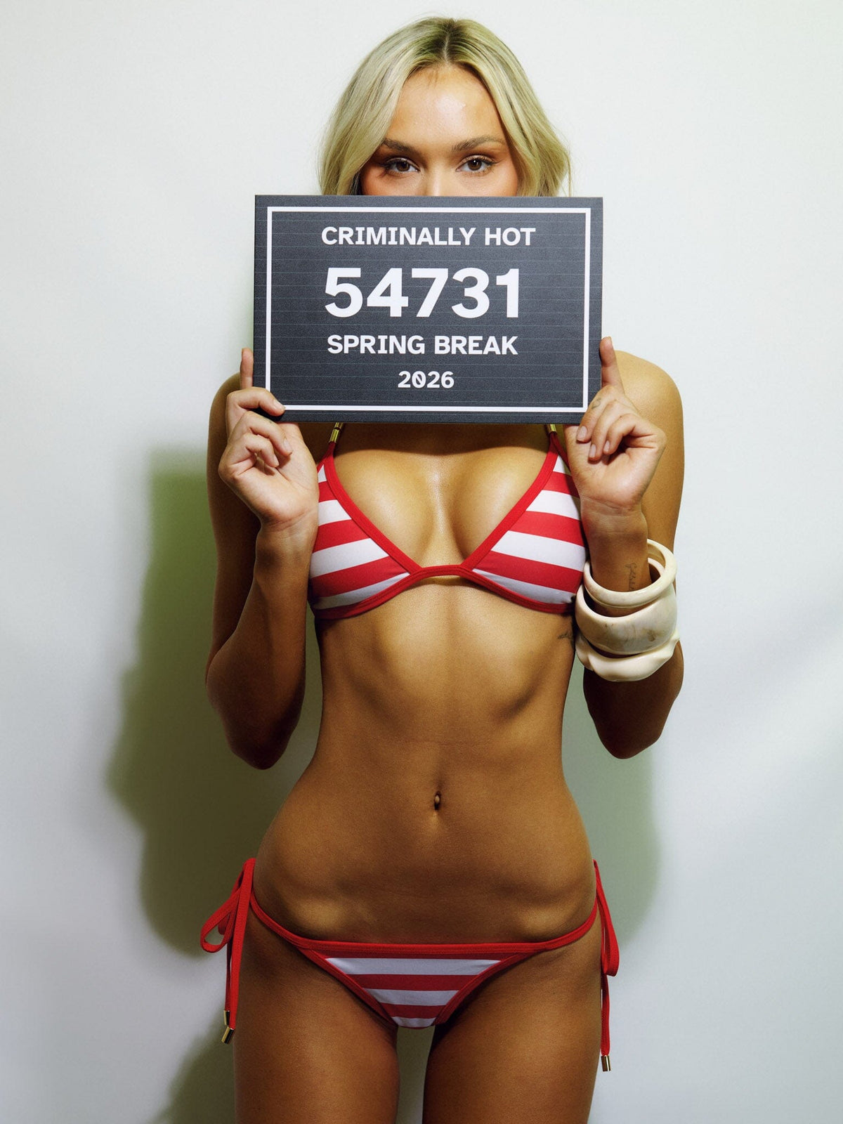 NICOLETTE BIKINI TOP RED WHITE STRIPE